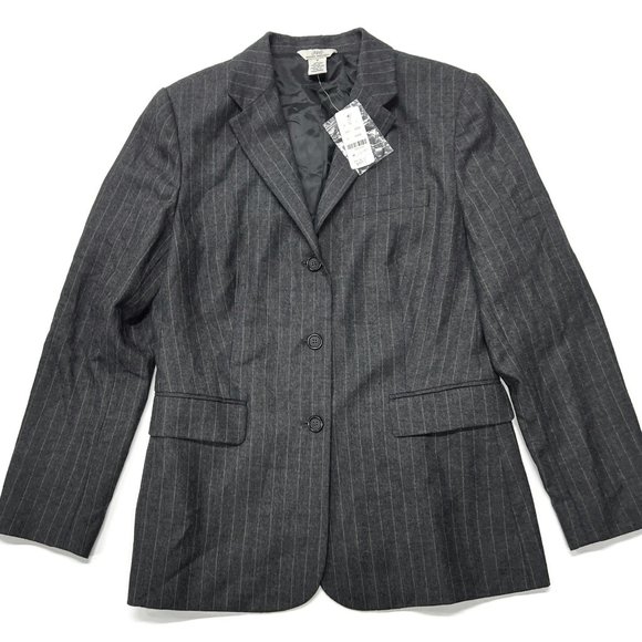 Brooks Brothers 346 Womens Sz 8 Jacket Blazer New Gray Striped NWT - Picture 1 of 7